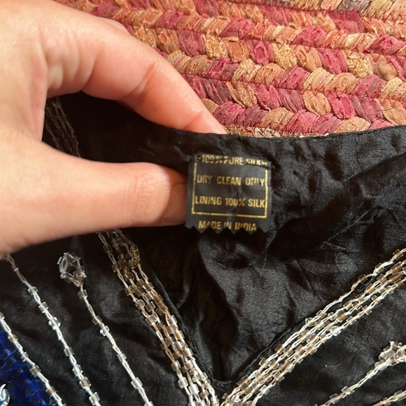 VINTAGE BUTTERFLY SEQUIN & SILK BLOUSE - Picture 8 of 8